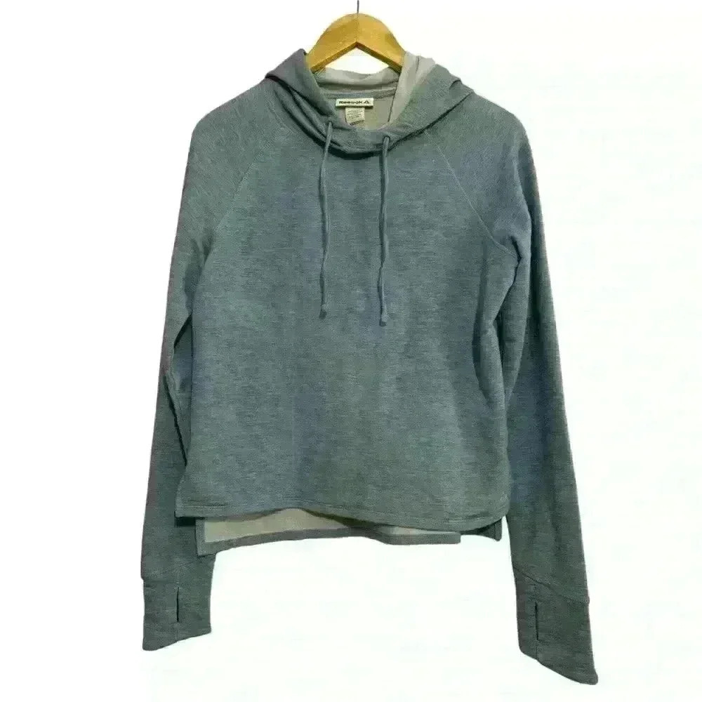 Reebok lightweight long sleeve hooded sweatshirt, cropped size XS